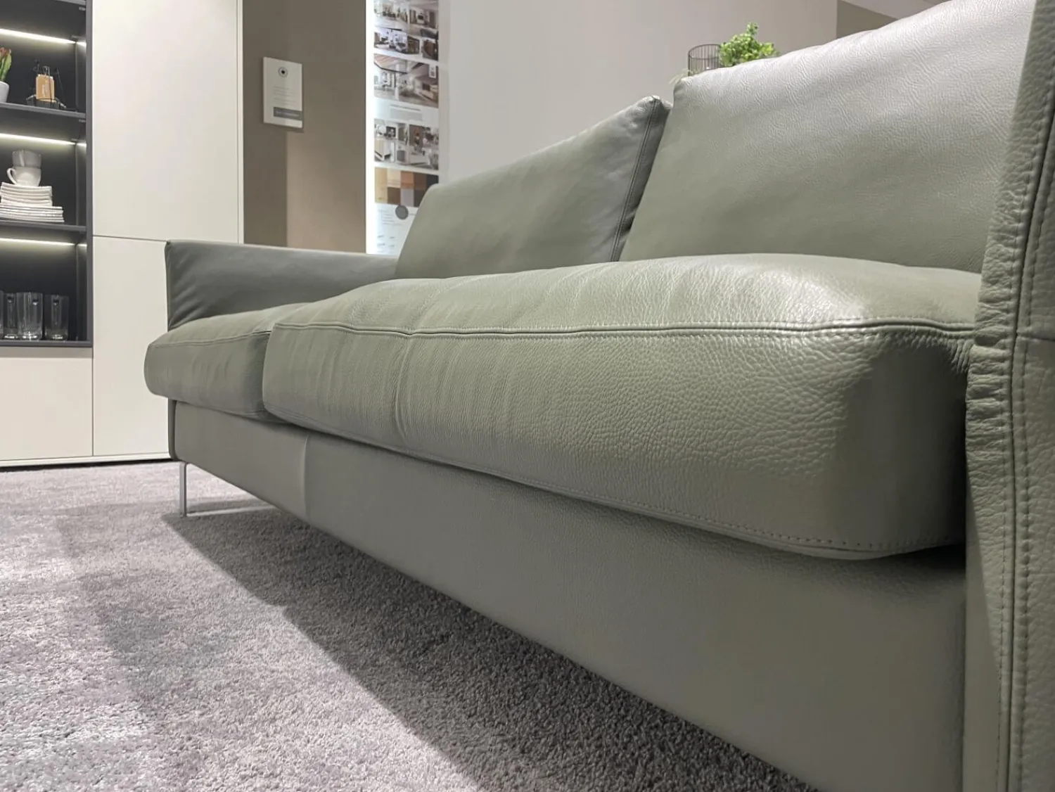 Erpo 2-Sitzer-Sofas|Sofa Classics CL990 R Leder 170 163 Olive Grün Kufe Metall