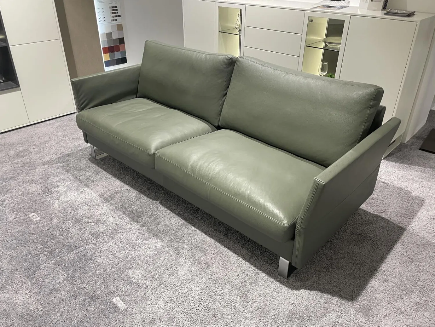 Erpo 2-Sitzer-Sofas|Sofa Classics CL990 R Leder 170 163 Olive Grün Kufe Metall