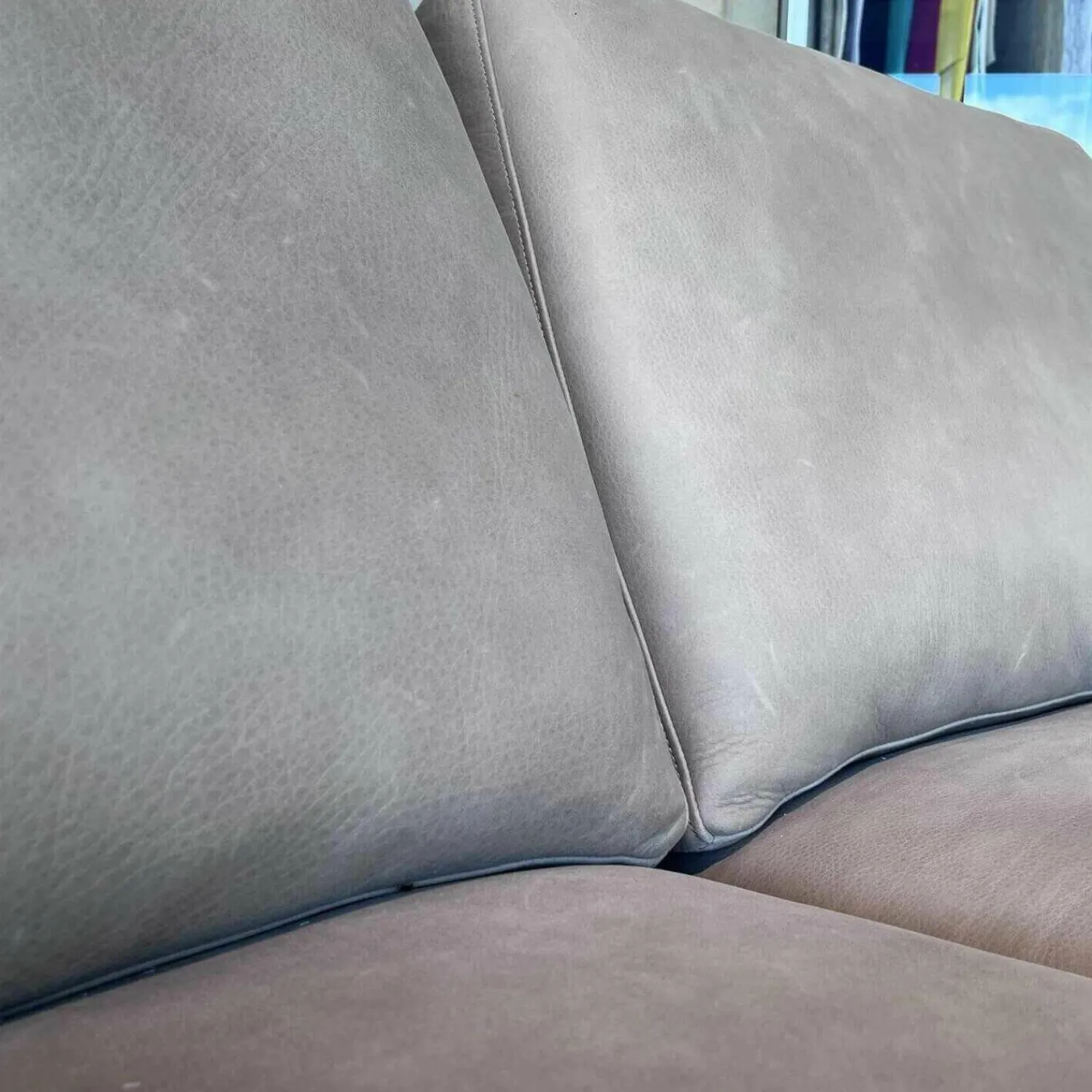 Bielefelder Werkstätten 2-Sitzer-Sofas|Sofa Coco Reines Anilin Leder Java Basalt Füsse Holz Wengefarbig Gebeizt