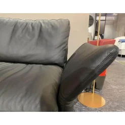 Kolini 2-Sitzer-Sofas|Sofa Como Leder Schwarz Fuß Verchromt
