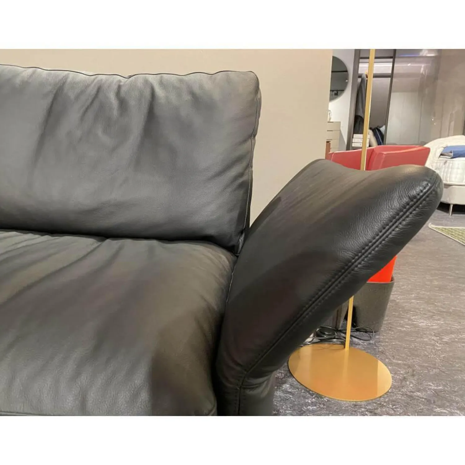 Kolini 2-Sitzer-Sofas|Sofa Como Leder Schwarz Fuß Verchromt