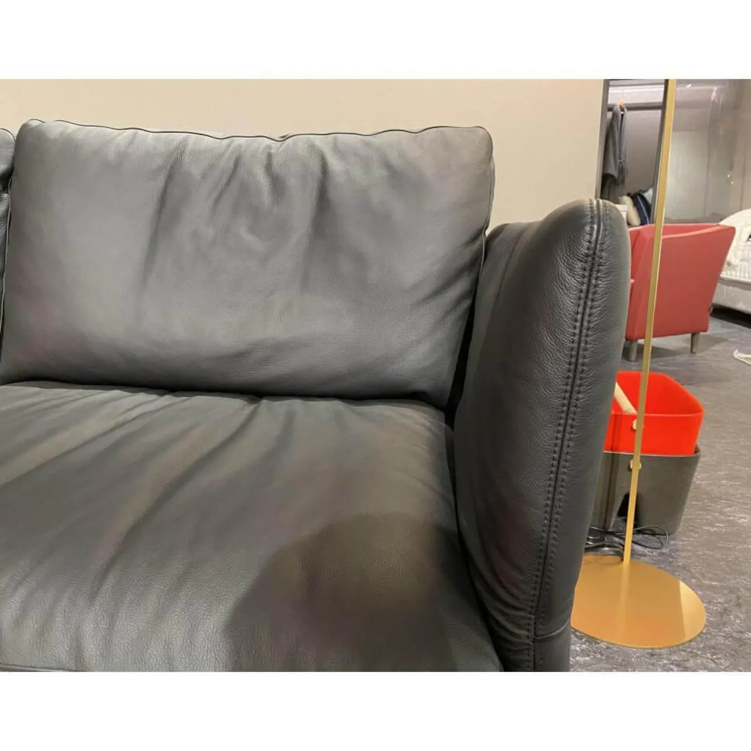 Kolini 2-Sitzer-Sofas|Sofa Como Leder Schwarz Fuß Verchromt