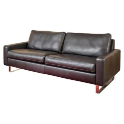 COR 3-Sitzer-Sofas|Sofa Conseta Bezug Leder Puro 458 Schwarz Chromkufen