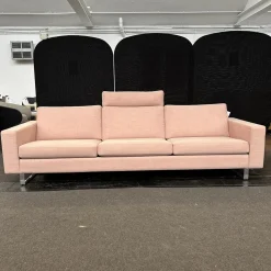 COR 3-Sitzer-Sofas|Sofa Conseta Bezug Stoff A0316 Canvas 100 614 Rosa Metallkufe Verchromt Inklusive Kopfstütze