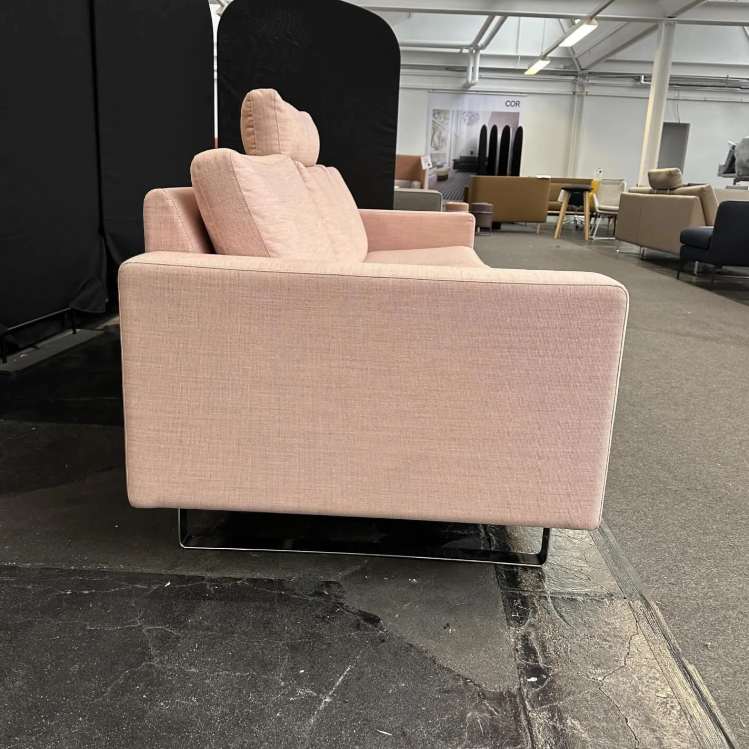 COR 3-Sitzer-Sofas|Sofa Conseta Bezug Stoff A0316 Canvas 100 614 Rosa Metallkufe Verchromt Inklusive Kopfstütze