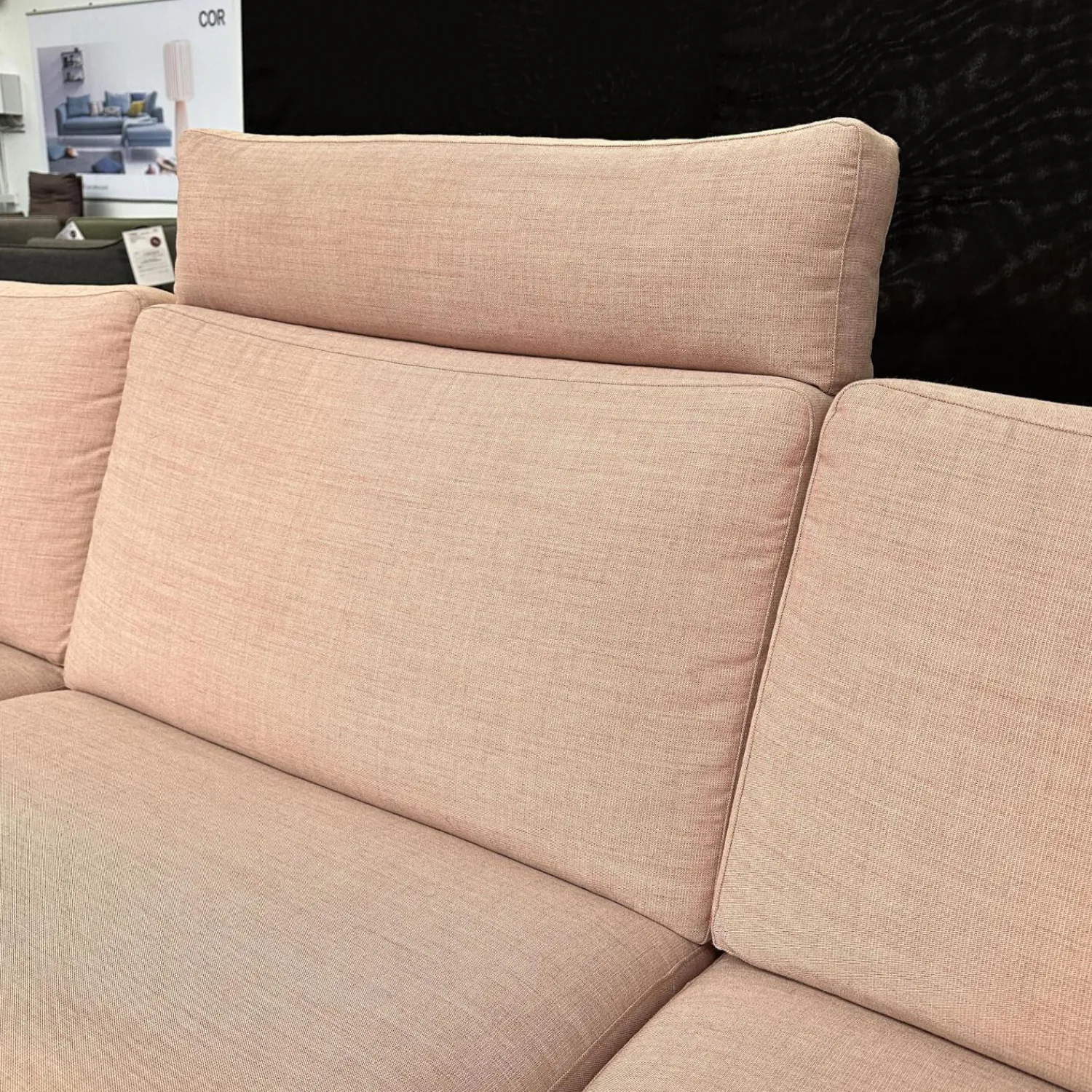 COR 3-Sitzer-Sofas|Sofa Conseta Bezug Stoff A0316 Canvas 100 614 Rosa Metallkufe Verchromt Inklusive Kopfstütze