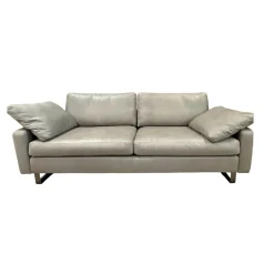 COR 2-Sitzer-Sofas|Sofa Conseta Leder Puro 911 Schlamm Grau Braun Metallkufen Schwarzchrom Inklusive 2 Armlehnkissen