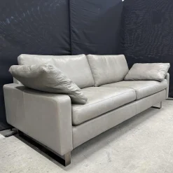 COR 2-Sitzer-Sofas|Sofa Conseta Leder Puro 911 Schlamm Grau Braun Metallkufen Schwarzchrom Inklusive 2 Armlehnkissen