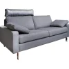 COR 2-Sitzer-Sofas|Sofa Conseta Stoff 5010 Anthrazit Schmalfuß Metall Verchromt mit Kissen und Kopfstütze