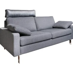 COR 2-Sitzer-Sofas|Sofa Conseta Stoff 5010 Anthrazit Schmalfuß Metall Verchromt mit Kissen und Kopfstütze