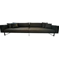 IP Design 3-Sitzer-Sofas|Sofa Cube Air Stoff Mara IP1763 494 Grau Füße Metallkufe Schwarz Mit Kissen