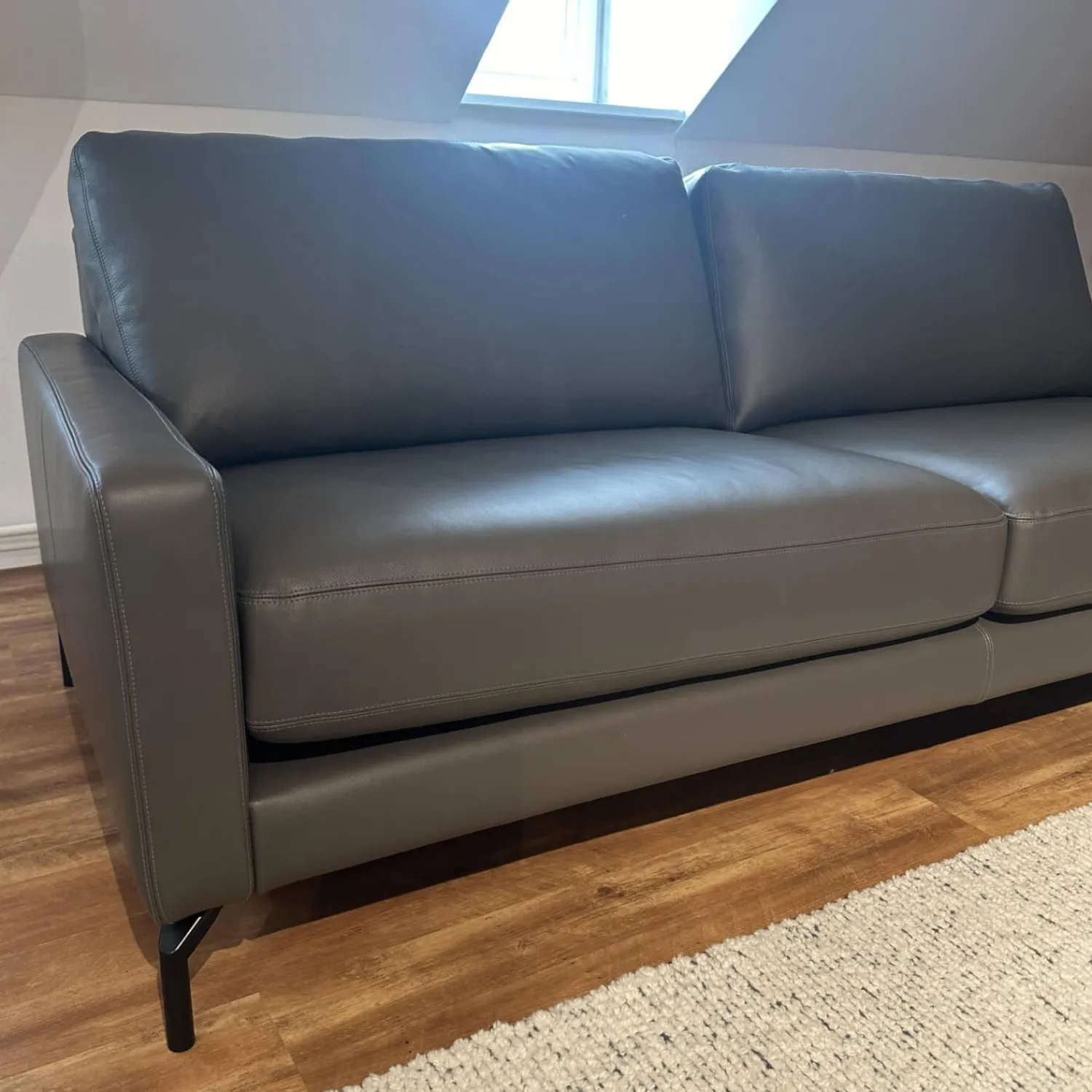 Contur 2-Sitzer-Sofas|Sofa Cuneo 100 Leder Seminole 51 Nachtgrau Anthrazit Schwebefuß Eric Schwarz