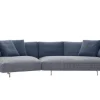 B&B Italia 3-Sitzer-Sofas|Sofa Dambo Stoff L Hellblau Füße Nickel Bronzefarben mit 4 Kissen