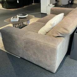 Cierre 3-Sitzer-Sofas|2-Sitzer-Sofas|Sofa Dolcevita Leder 4 Piumone Vintage Grigio Graubeige Gestell Metall Verchromt Schwarz