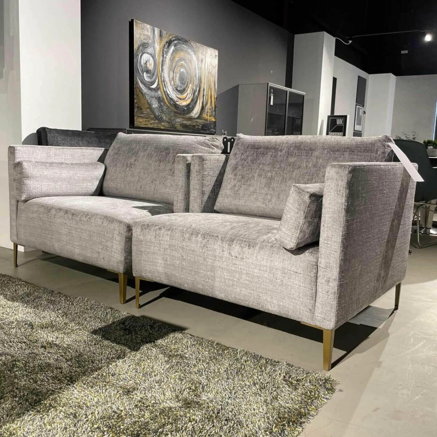 WK Wohnen 2-Sitzer-Sofas|Sofa Doppelsitzer Seat Indigo Stoff 23092 Mit 2 Zierkissen