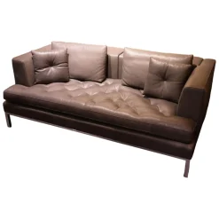 De Sede 3-Sitzer-Sofas|Sofa Dreisitzig DS-0040 Leder Espresso Braun Untergestell Hochglanz Verchromt Rückenpolster Hochklappbar