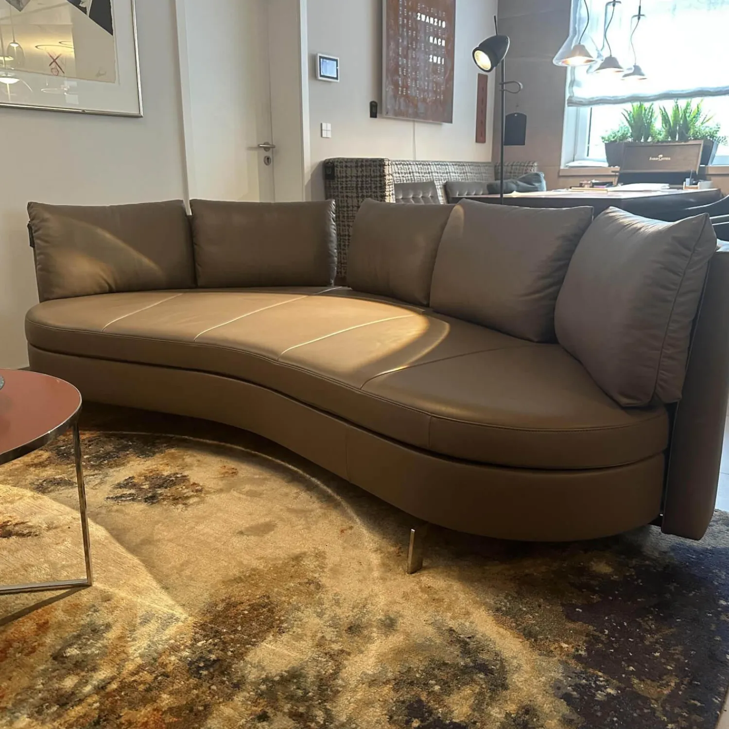 De Sede 3-Sitzer-Sofas|Sofa DS 167 129 Leder Touch Taupe Grau Füße Edelstahl Inklusive Kissen