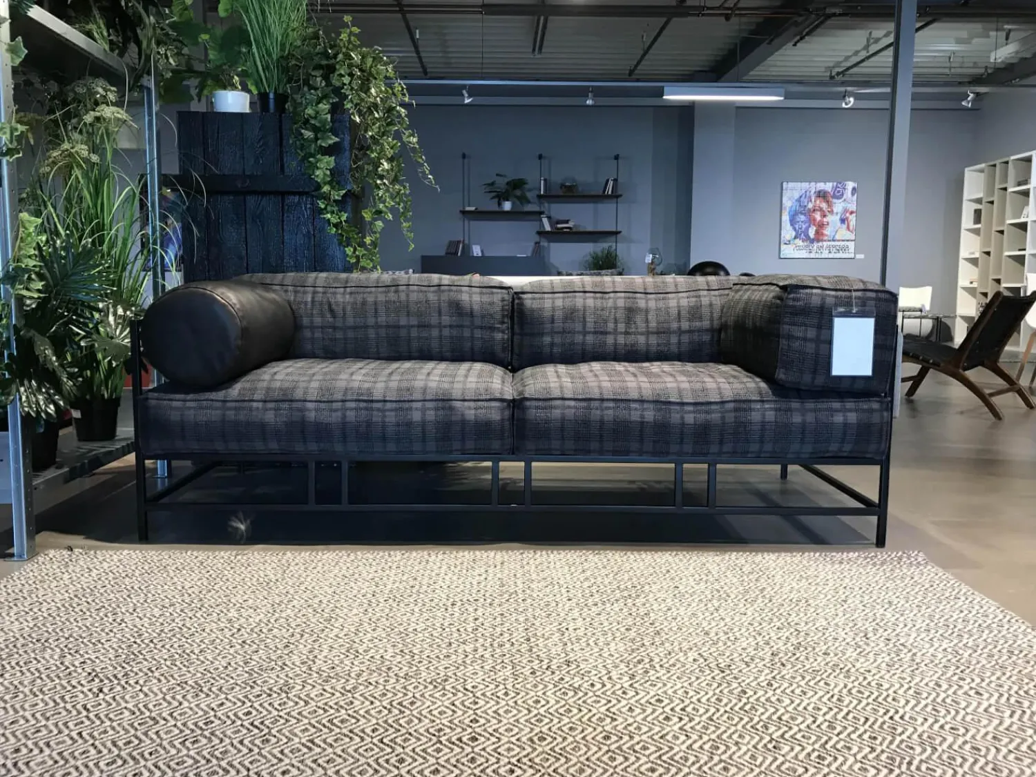 Brühl 2-Sitzer-Sofas|Sofa Easy Pieces Metal Stoff 4486 95 Mehrfarbig Grau Gestell Schwarz Inklusive Lederrolle Und Seitenkissen