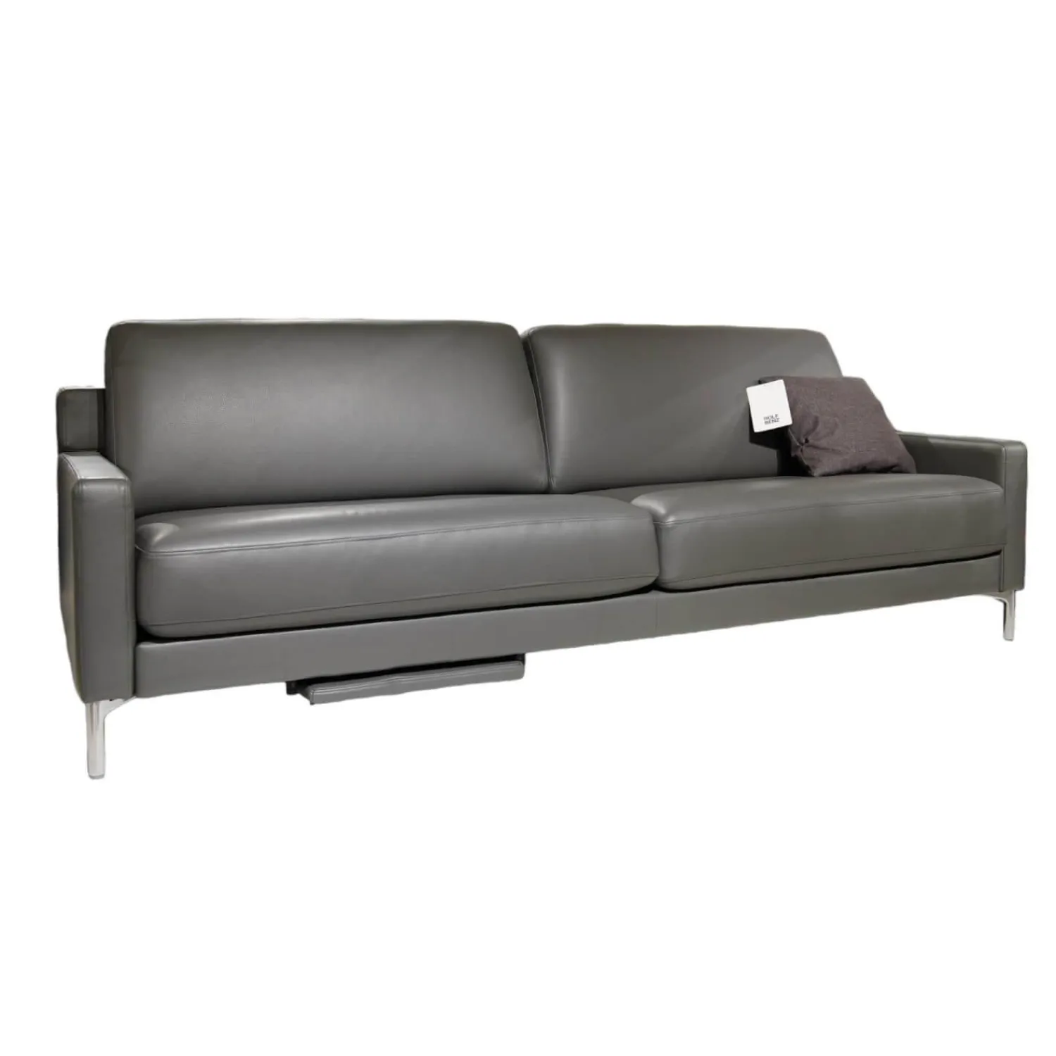 Rolf Benz 2-Sitzer-Sofas|Sofa Ego F011 Bezug Leder 40.308 Schiefergrau Gussfuß Aluminium Poliert Inklusive 1 Kissen
