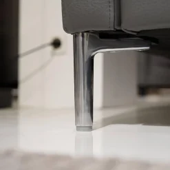 Rolf Benz 2-Sitzer-Sofas|Sofa Ego F011 Bezug Leder 40.308 Schiefergrau Gussfuß Aluminium Poliert Inklusive 1 Kissen