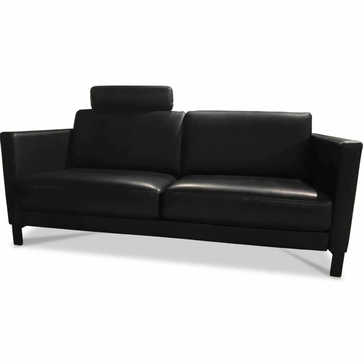 Rolf Benz 2-Sitzer-Sofas|Sofa Ego in Leder 40 Verkehrsschwarz mit Kopfstütze