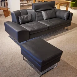 Brühl 2-Sitzer-Sofas|Sofa Embrace Bezug 54230010 Unit Schwarz Kufe Verchromt Glänzend Mit Hocker