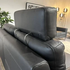 Contur 2-Sitzer-Sofas|Sofa Enna Leder L40 Rancho Nero WR51 Schwarz Metallkufe Metallfuß Chrom Mit Kopfstütze