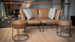 Jess Loungesessel|Sofa 2er-Set Sessel Shuffle Links Rechts Leder Luxor Light Grey