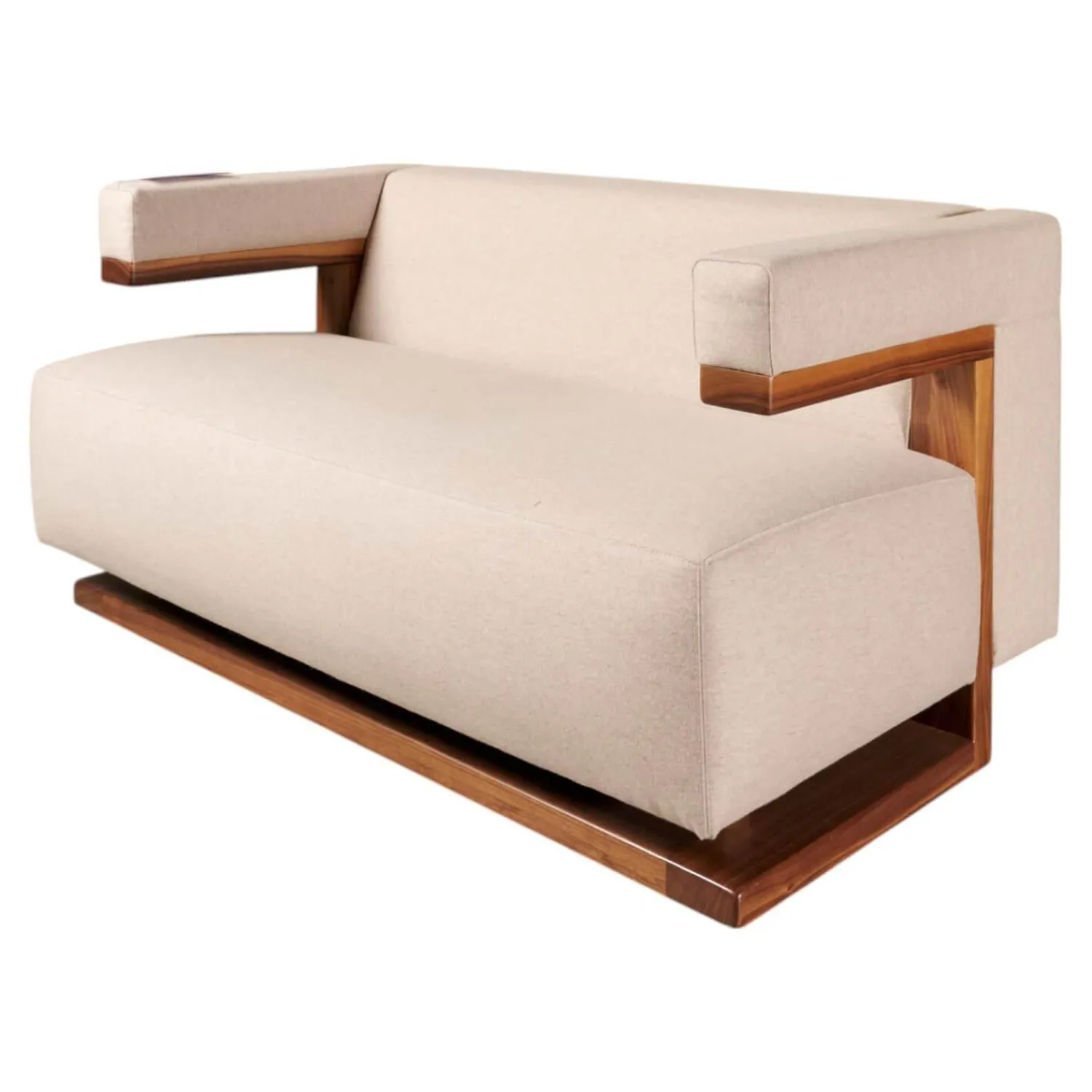 Tecta 2-Sitzer-Sofas|Sofa F51 2 Stoff Doma Beige Grau Gestell Nussbaum Massiv