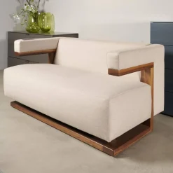 Tecta 2-Sitzer-Sofas|Sofa F51 2 Stoff Doma Beige Grau Gestell Nussbaum Massiv