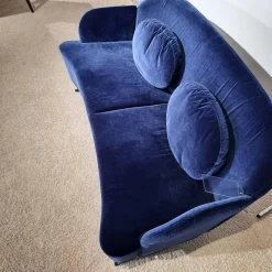 Brühl Polstergruppen|2-Sitzer-Sofas|Sofa Floret Stoff 4473 0067 Blau Fuß Flachstahl Schwarz