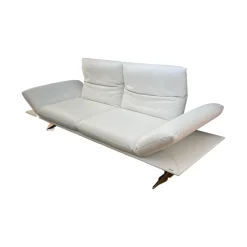 Koinor 2-Sitzer-Sofas|Sofa Francis Leder Bull Latte Weiß Füße Metallkufe Nickel Satiniert