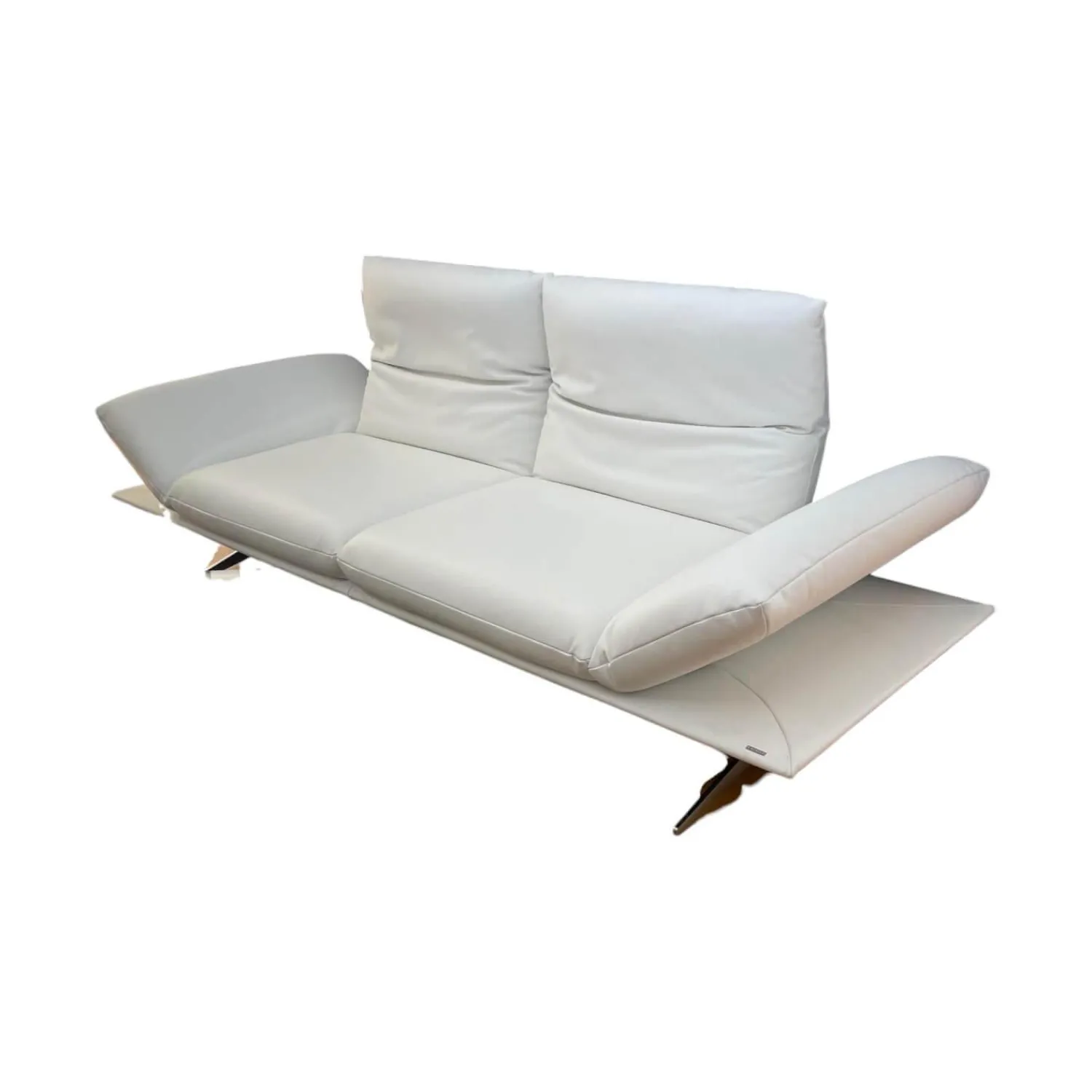 Koinor 2-Sitzer-Sofas|Sofa Francis Leder Bull Latte Weiß Füße Metallkufe Nickel Satiniert