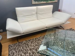 Koinor 2-Sitzer-Sofas|Sofa Francis Leder Bull Latte Weiß Füße Metallkufe Nickel Satiniert