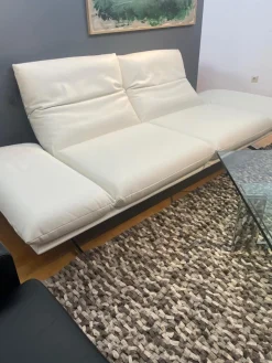 Koinor 2-Sitzer-Sofas|Sofa Francis Leder Bull Latte Weiß Füße Metallkufe Nickel Satiniert