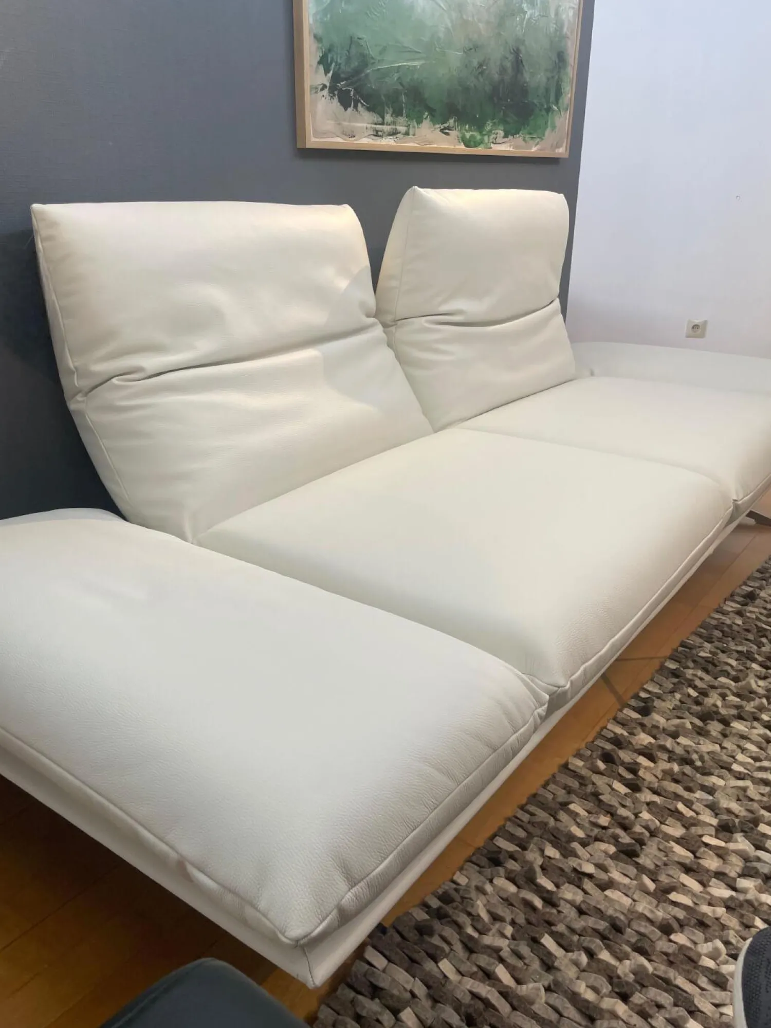 Koinor 2-Sitzer-Sofas|Sofa Francis Leder Bull Latte Weiß Füße Metallkufe Nickel Satiniert