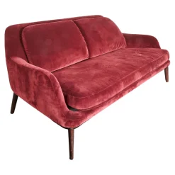 Bielefelder Werkstätten 2-Sitzer-Sofas|Sofa Grace Bezug Stoff City Velvet Reloaded CA7832 095 Rot Füße Holz Braun