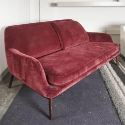 Bielefelder Werkstätten 2-Sitzer-Sofas|Sofa Grace Bezug Stoff City Velvet Reloaded CA7832 095 Rot Füße Holz Braun