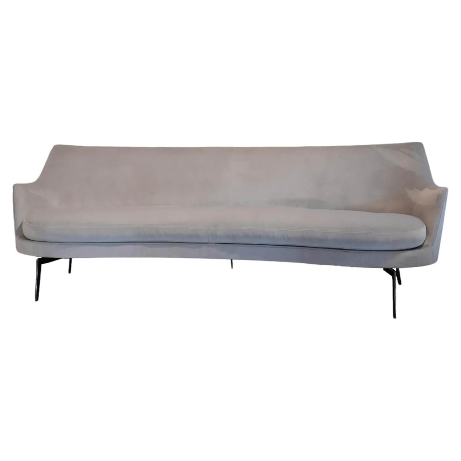 Flexform 2-Sitzer-Sofas|Sofa Guscio Bezug Extra Eldorado 1551 Grau Metallfüße Schwarz Verchromt