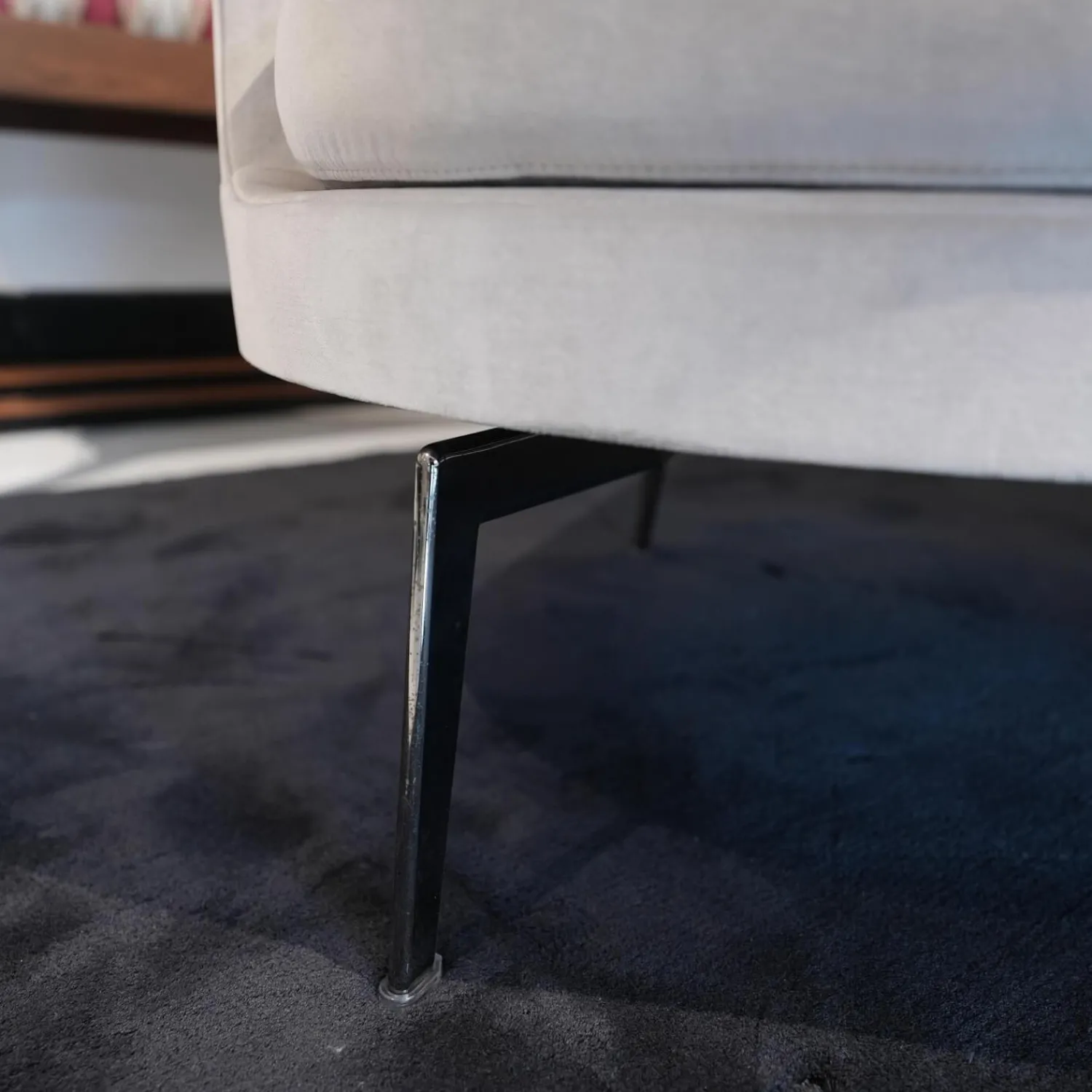 Flexform 2-Sitzer-Sofas|Sofa Guscio Bezug Extra Eldorado 1551 Grau Metallfüße Schwarz Verchromt