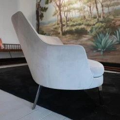 Flexform 2-Sitzer-Sofas|Sofa Guscio Bezug Extra Eldorado 1551 Grau Metallfüße Schwarz Verchromt