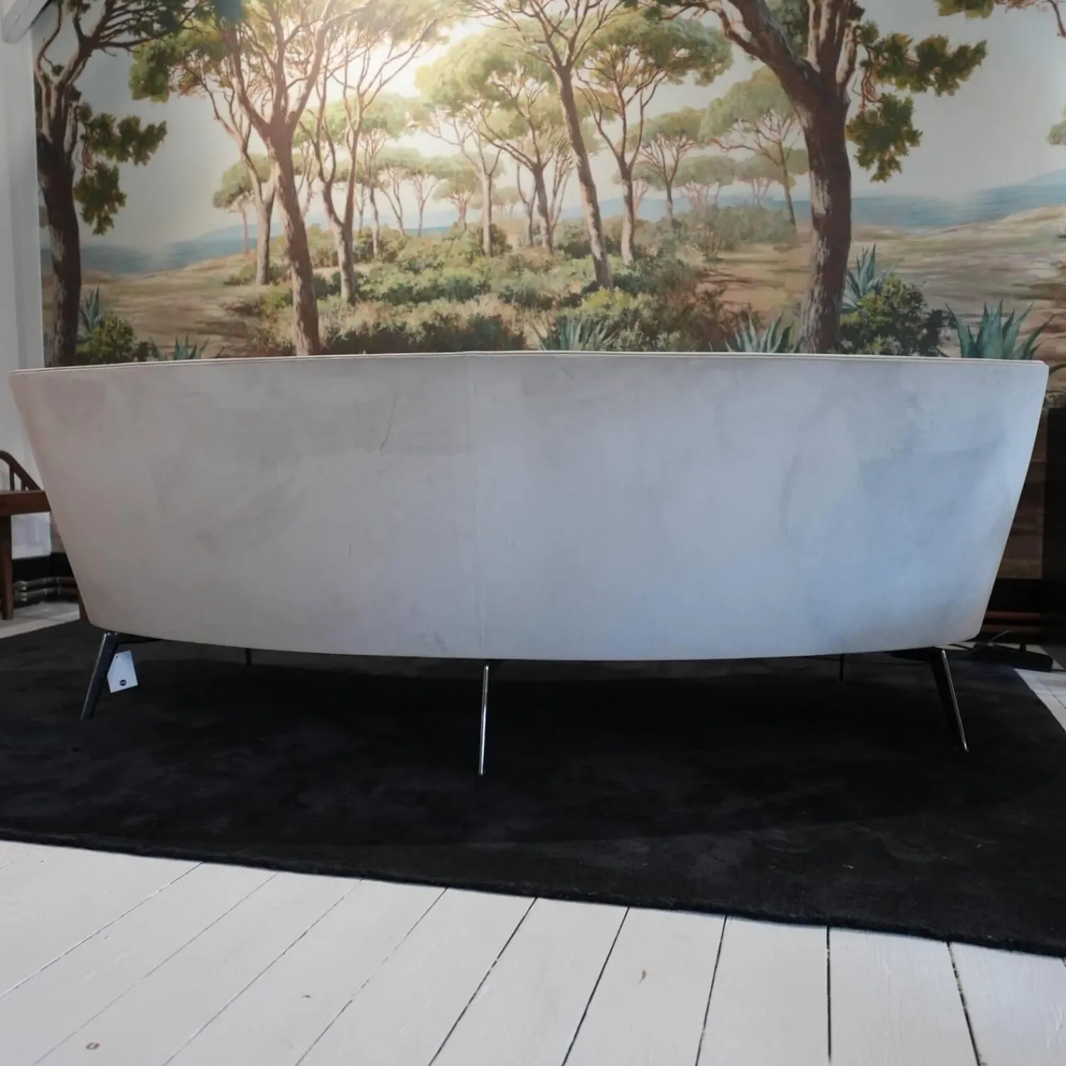 Flexform 2-Sitzer-Sofas|Sofa Guscio Bezug Extra Eldorado 1551 Grau Metallfüße Schwarz Verchromt