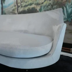 Flexform 2-Sitzer-Sofas|Sofa Guscio Bezug Extra Eldorado 1551 Grau Metallfüße Schwarz Verchromt