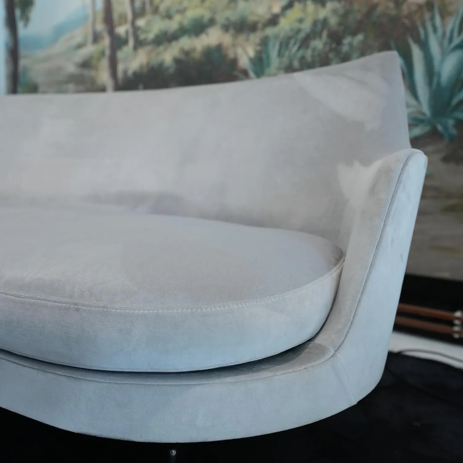 Flexform 2-Sitzer-Sofas|Sofa Guscio Bezug Extra Eldorado 1551 Grau Metallfüße Schwarz Verchromt