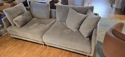 Sophisticated Living Ecksofas|2-Sitzer-Sofas|Sofa Hanapepe Stoff Indecence 02 Velour Grau Füße Aluminium Ohne Tisch Und Kissen
