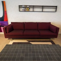 Nielaus 3-Sitzer-Sofas|Sofa Handy Wollstoff Burgunderrot Gestell Metall