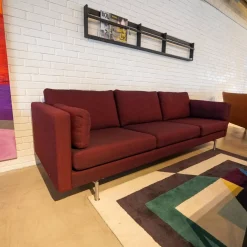 Nielaus 3-Sitzer-Sofas|Sofa Handy Wollstoff Burgunderrot Gestell Metall