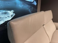 himolla 2-Sitzer-Sofas|Sofa Hans Leder 35 Mariposa Opal Beige Metallfuß Edelstahloptik 62 Silber