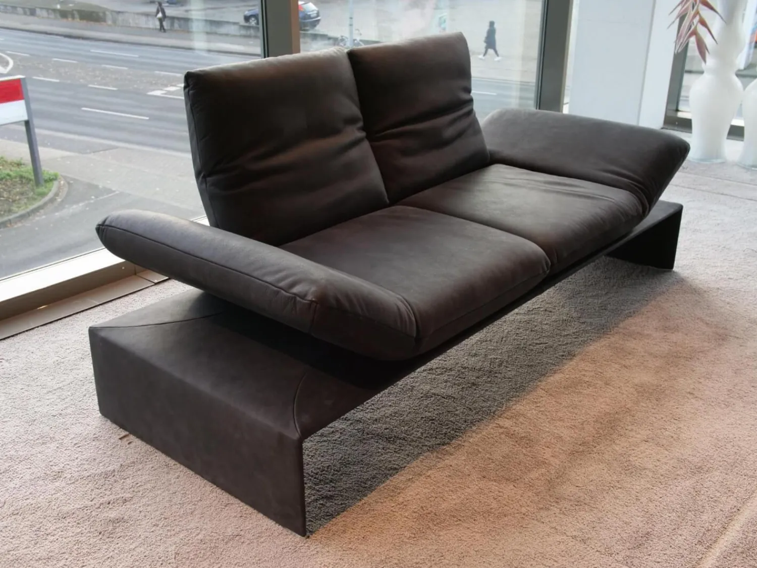 Koinor 2-Sitzer-Sofas|Sofa Harriet Leder A India Omega Schwarz Metallfuß Matt Satiniert