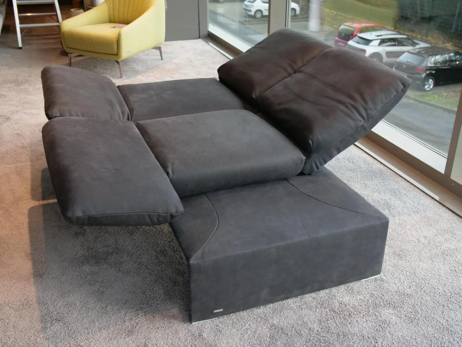 Koinor 2-Sitzer-Sofas|Sofa Harriet Leder A India Omega Schwarz Metallfuß Matt Satiniert